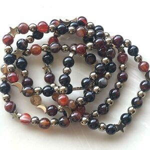 Sardonyx onyx carnelian ONE NEW stretch beaded bracelet natural stone crystal st